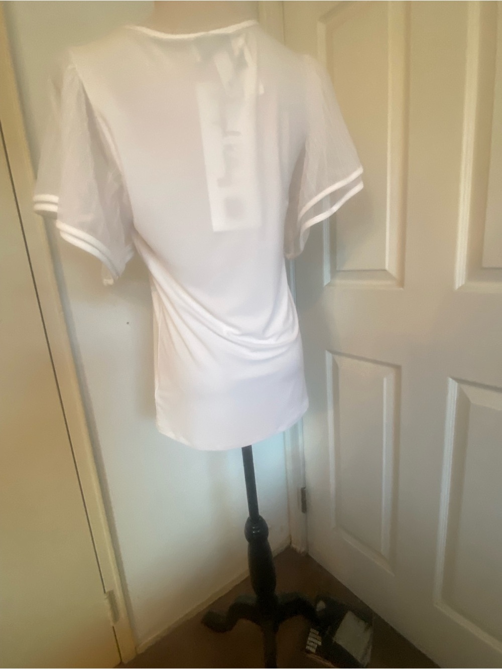 Joseph Ribkoff White Silky Mesh Bell Sleeves Top - Picture 7 of 14